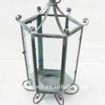 Six corner metal lantern with glass for home garden-SW11B1475
