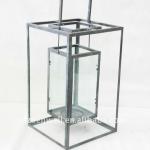 HOT!!! Square metal lantern with glass for garden