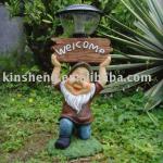 garden solar light with resin dwarf figurine