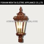 antique outdoor post light with seedy glass
