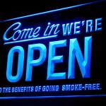 120098B Come In Open Smoke Free Car Insurance Cocktail Area Shop LED Light Sign