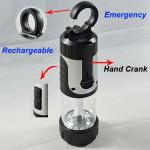 Hand crank rechargeable multi-function LED camping light with USB Charge Cable