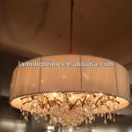 Big fabric pendant lamp with crystal chandelier inside