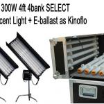 2Kits 4ft 4bank Fluorescent Light + Ballast as kinoflo+ Flycase + Tubes+ C-stand