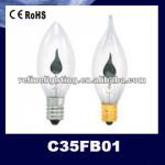 E14 or E27 C35 candle flame light bulbs C35FB01